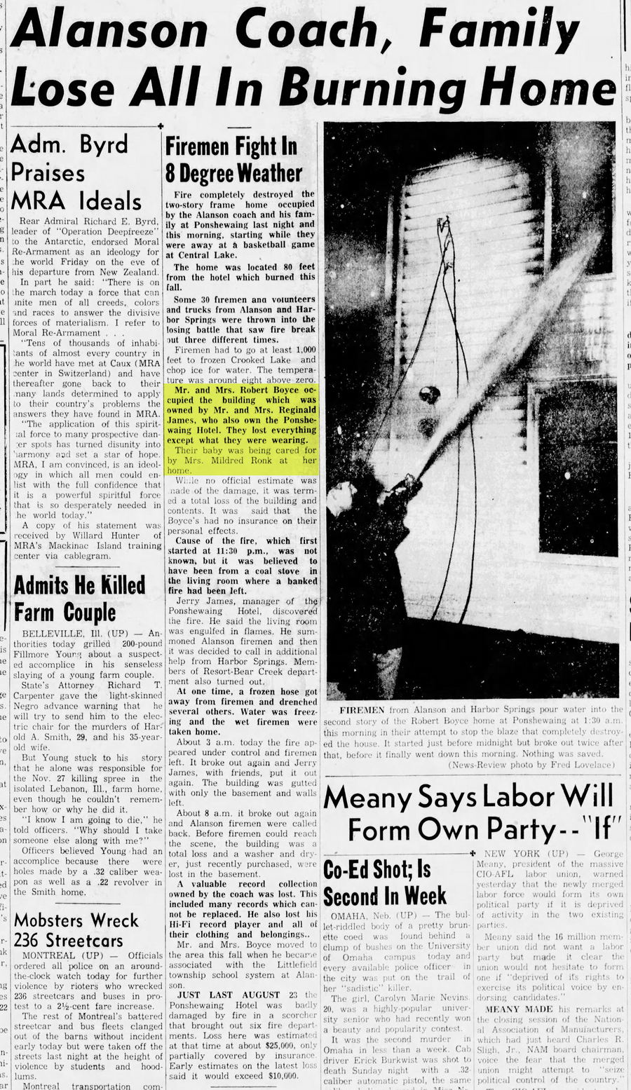 Ponshewaing Hotel - Dec 10 1955 Article